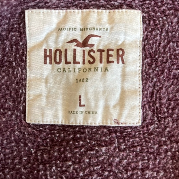 Hollister Zip Up Logo Hoodie Sweatshirt - Maroon - Size Large - Picture 5 of 5